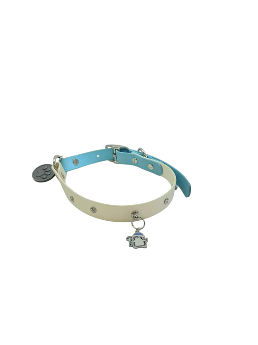 Bark BiColor Collar - Baby Blue & White - Medium